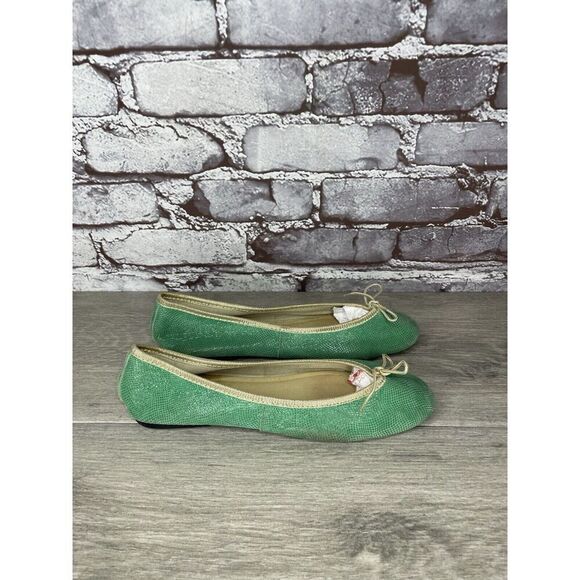 London Sole Green Leather Animal Print FRANCE Ballet Flats Women Sz 39EU/8.5M US - Picture 15 of 16